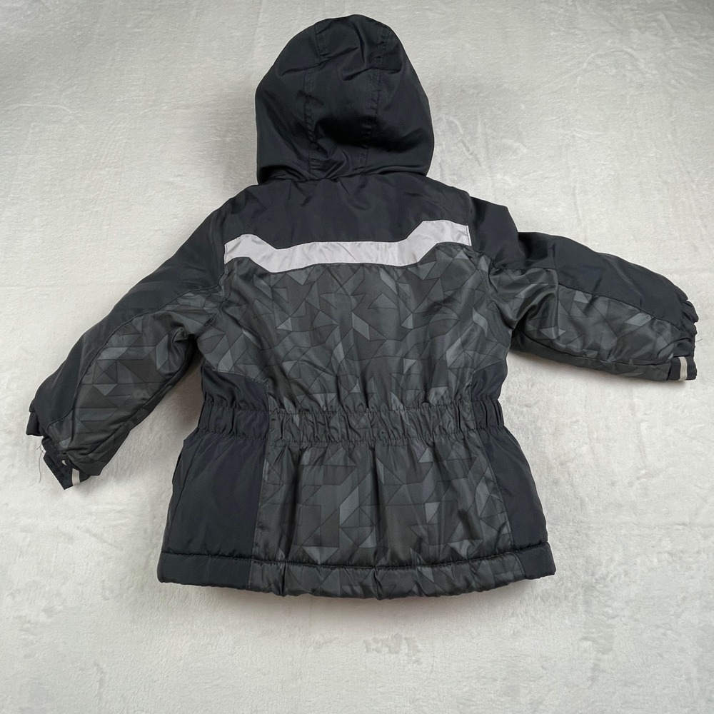 OshKosh Bgosh Toddler Boys Black Geometric Puffer Jacket Red Fleece Lined 24M - Picture 6 of 8